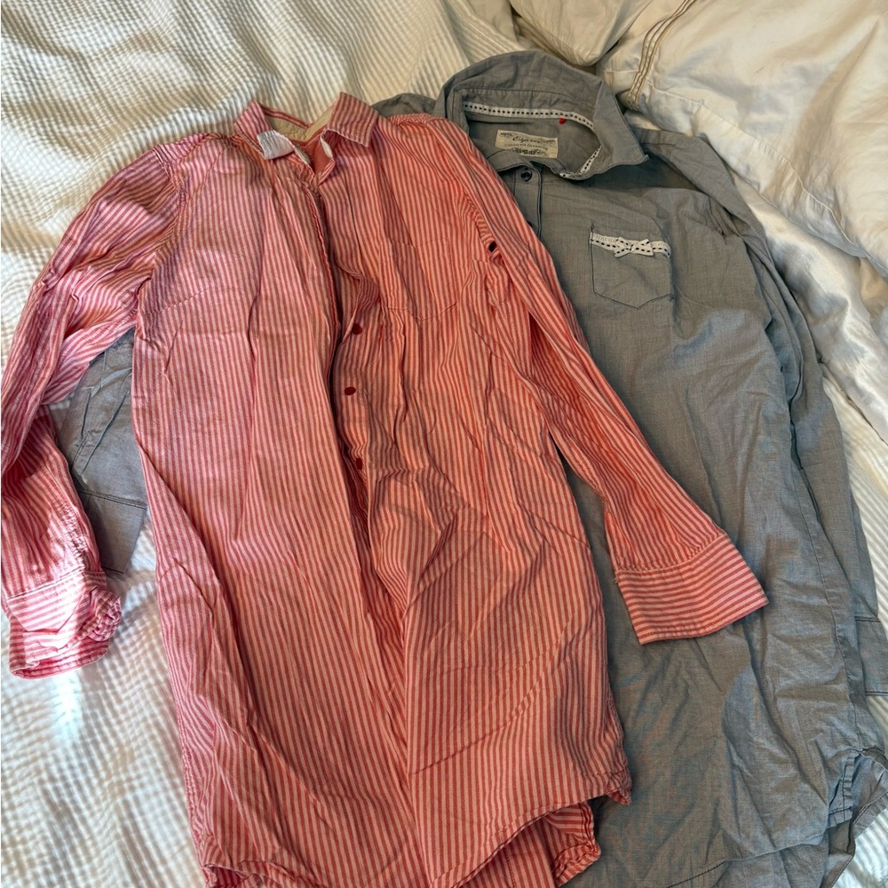 Nautica Pink Striped and Esprit Gray Casual Sleep Shirts